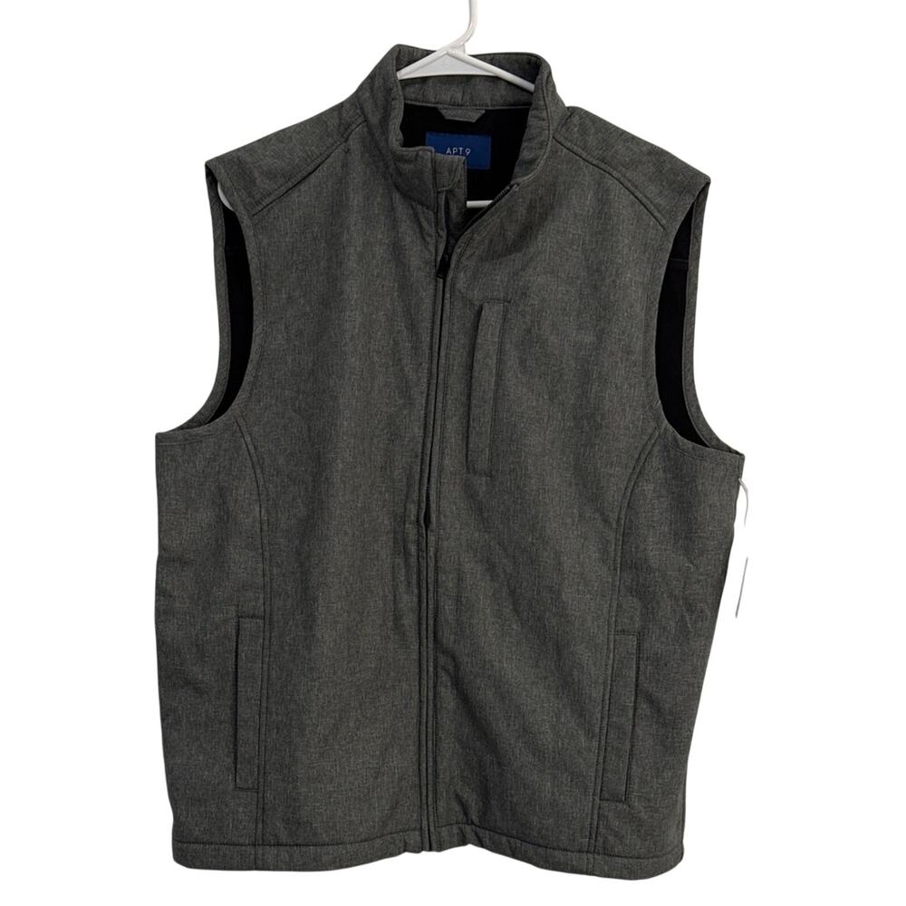 Apt. 9 Heather Grey Full-Zip Softshell Vest Water Resistant size L